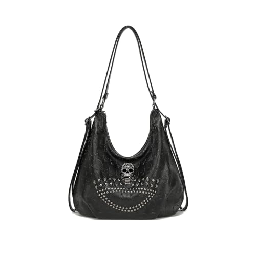 Sac à main bandoulière pour femme résistant en similicuir pour look hobo gothique