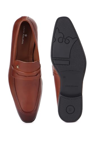 Image of Louis Philippe Men Premium Leather Breathable Lining Material Anti Slip with Heel TPR Sole Formal Slip-on Shoes