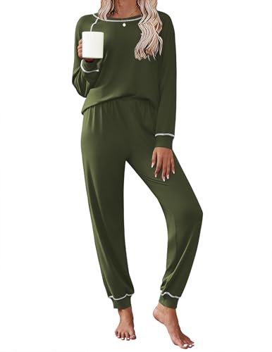 Image of Ekouaer Pajamas Set for Women Soft Comfy Pjs Sets Long Sleeve Sleepwear Loungewear S-XXL