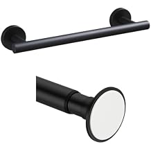 USHOWER 9 Inch Towel Bar and 21-78 Inch Shower Curtain Rod, Matte Black