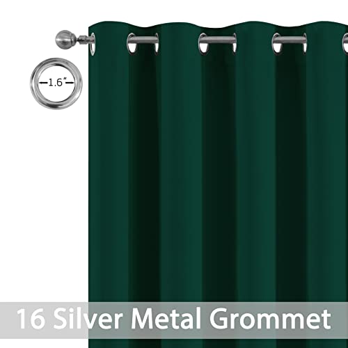 Yakamok Blackout Extra Wide Thermal Insulated Curtains, Total Shade Patio Door Curtain, Full Light Shading Sliding Door Room Divider for Space Separator Bedroom, 1 Panel, W100 x L84, Emerald Green,
