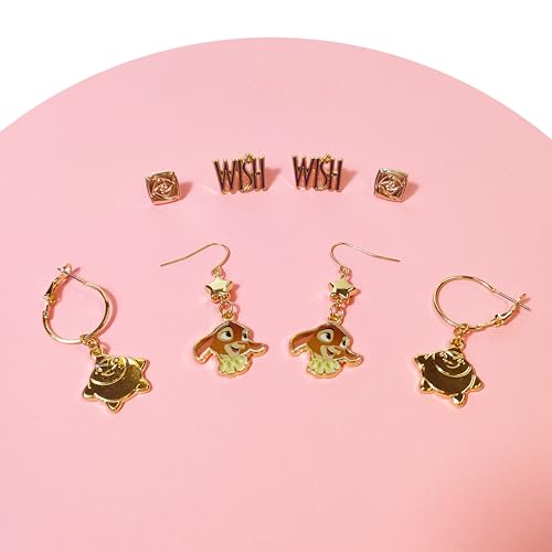 Disney Jewelry: Hypoallergenic Earrings - 4 Studs, 2 Drop Earrings with Charms - One Size Fits All - Birthday Gifts for Girls 4+4