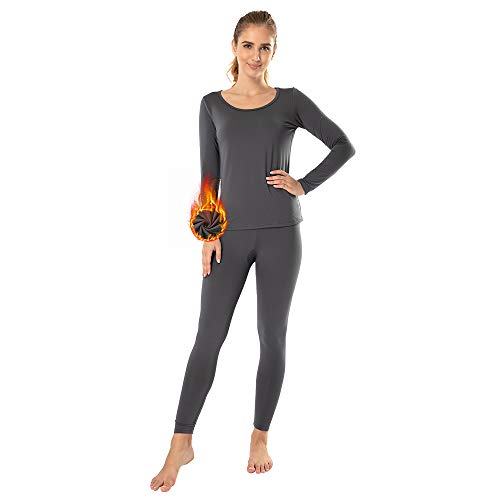 Image of MANCYFIT Thermal Underwear for Women Long Johns Set Fleece Lined Ultra Soft Scoop Neck