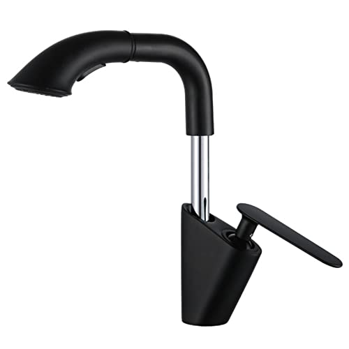 Grifo de spray multifunción en latón negro con manguera extraíble para lavabo de baño moderno