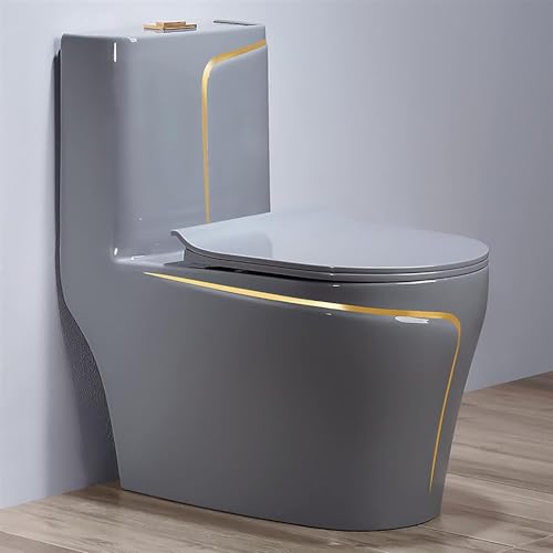 QIUFANGM Siphonic Super Toilet, One Piece Dual Flush Mute Toilet, Creative Ceramics Toilet for Home Hotel Bathroom (Color : A, Size : 695x750x370mm)
