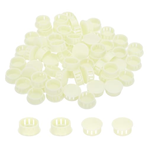 Image of MECCANIXITY 64PCS 22mm(7 /8 inch) Cream White Plastic Hole Plugs, Flush Type Panel Hole Plugs Insert End Caps for Locking Hole Tubes Furniture Cabinet