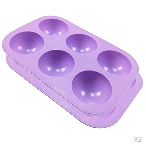 Silicone Half Sphere Mould for Cookie Jelly Soap Cake, 4 Pieces, Purple, 19.5x13.5 cm, 6 Cavity-image-7