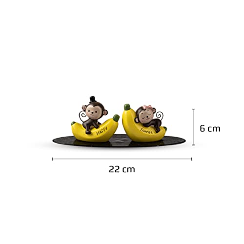 Motozoop Car Dashboard Toys Car Interior Decoration Idols Ornaments with Anti Slip pad Resin (Banana Monkey)