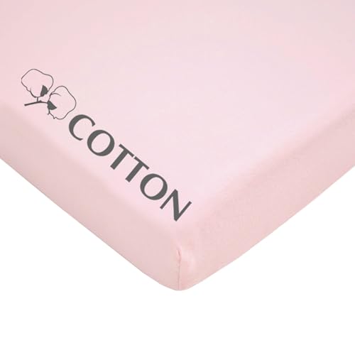 Image of American Baby Company 100% Natural Cotton Fitted Pack and Play Sheet 39 inch x 27 inch - Soft & Breathable Pack N Play Sheet for Playpen, Playard & Mini Crib Mattress, Baby Pink, for Boys & Girls