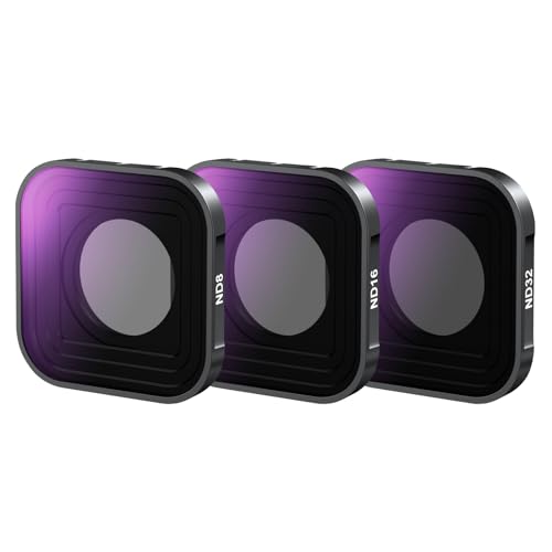 NEEWER ND Filter Set Compatible with GoPro Hero 13 12 11 10 9 (3 Pack) ND8 + ND16 + ND32 Screw On Multicoated HD Optical Glass Neutral Density Action Camera Lens Photography Accessories Kit FL-GP13