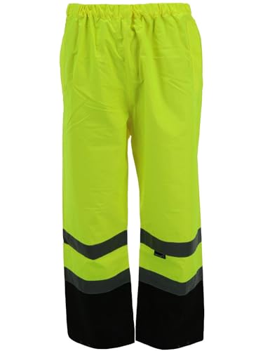 Tuff Grip Men's Fluorescent Waterproof Pants with Reflective Strips, 4XL, Green2