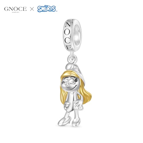 GNOCE Smurf Character Charms Cute Cartoon Character Charm S925 Sterling Silver Pendant Dangle Charms for Women Wife Jewelry Gifts