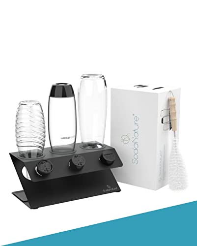 SodaNature® Premium 3er Edelstahl Flaschenhalter für sodastream Flaschen...