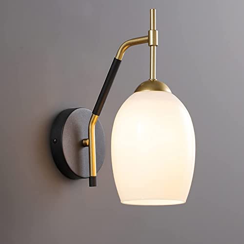 Aplique de pared de vidrio retro E14 y metal moderno para el dormitorio