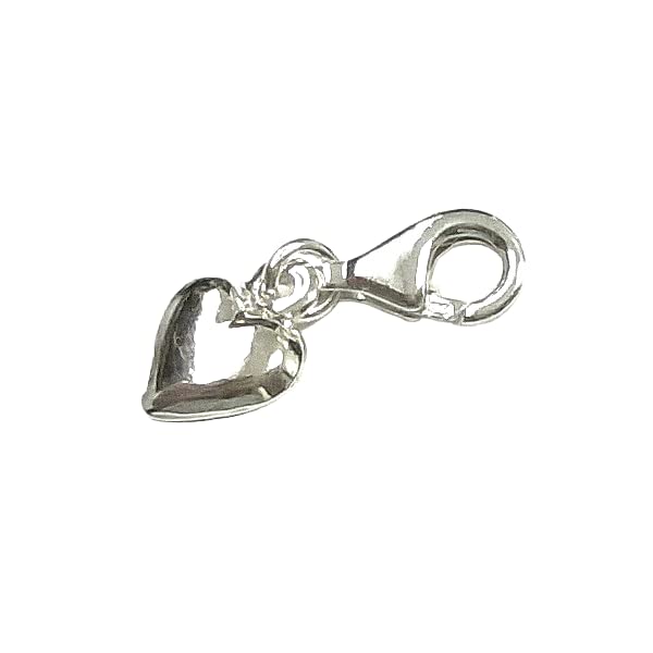 925 Sterling Silver 9mm Heart Clip On Charm Pendant with 11mm Lobster Claw Clasp
