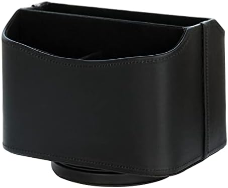 HofferRuffer Green Remote Control Holder 5 Compartments Remote Storage Holder 360 Degrees Rotatable Desktop PU Leather Storage Caddy Organizer for TV Guide, Cosmetic, Sunglasses