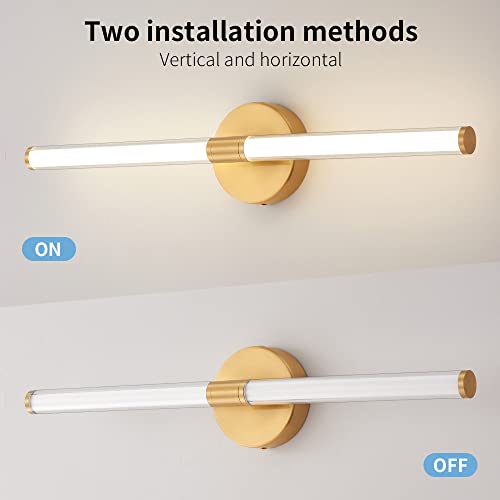 Biewalk Modern Bathroom Vanity Light Fixtures Gold Led Wall Sconce 24 Inch 20W 4000K Wall Lights For Bedroom Bathroom Living Room #TOP3