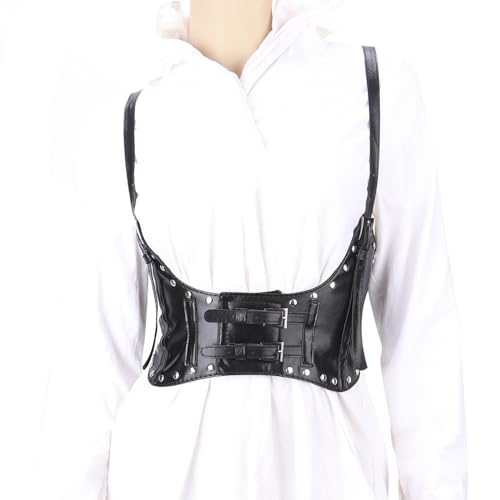 eYLun Women Underbust Corset Belt Steampunk Strap Waist Corset Belt Faux Leather Wide Elastic Belts2