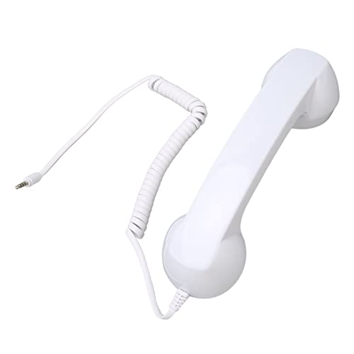 3,5-mm-Retro-Telefonhörer, Telefonempfänger für Mikrofonlautsprecher, Handheld-Multifunktionsstrahlung Retro für Smartphone und Computer (Weiss)