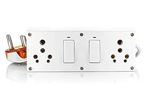 HI PLASST Electric Heavy Duty Extension Board for Heavy appliances with Two 16a Switch and Two 16a socket/20a Sockets,with Indicator and Heavy Duty Wire 230 Volt (White) (2mtr) (2 Meter)