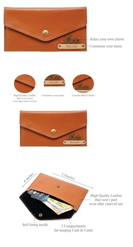 Image of AICA Personalized Name, Charm & Color Couple Wallet for Men & Women Combo Gift Set | Marriage Wedding Anniversary Gift for Couples Friend Husband Wife,Brown
