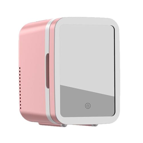 UNYQBFKM Skincare Fridge With Dimmable LED Light Mirror, 4L Makeup Mini Fridge for Bedroom Car Office Cooler & Warmer Portable Small Refrigerator for Cosmetics Skin Care and Food