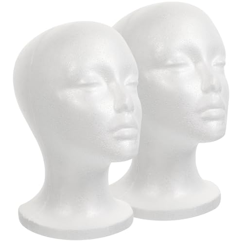 GATHINESS Cabeza de Maniquí para Peluca de Espuma, Ligera y Portátil, 2 Piezas para Exhibición de Sombreros y Pelucas en Uso Doméstico