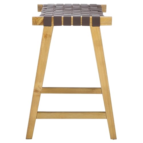 Safavieh Home Collection Abreu Butaco de Madera Maciza 27 Pulgadas Color Cognac/Natural miniatura 6