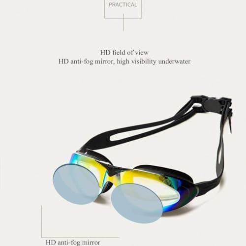 Lunettes de natation anti-buée et sans fuite avec grands verres pour adultes - 4