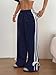 ZAFUL Womens Side Striped Pant Baggy Wide Leg Sweatpants Elastic Waisted Contrast Stripes Loose Fit Trousers