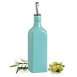 Sweejar 19 Fl Oz Ceramic Olive Oil Dispenser Bottle with Spout, Large Oil Dispenser for Kitchen, Opaque EVOO Oil and Vinegar Cruet for Cooking, Oil Container for Avocado Oil, Pack of 1 (Turquoise)