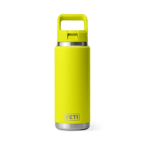 Image of YETI Rambler 26 oz Bottle, Vacuum Insulated, Stainless Steel with Color Matching Straw Cap