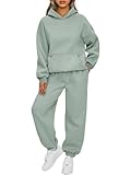 AUTOMET Women 2 Piece Outfits 2026 Plus Size Fall Fashion Airport Travel Pants Lounge Set Leisure Vacation Winter Clothes Sweatsuits LightGreen M