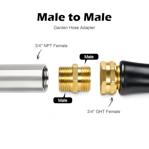Image of SheeChung Male to Male Hose Adapter, 3 /4 inch GHT Male to 3 /4 inch NPT Male Garden Hose Connectors, Heavy Duty Brass Water Hose Fittings Coupler - 2 Pack