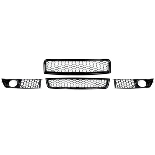 Grille de Calandre A4 B6 RS Style en Finition Noir Nid d'Abeille Haute Résistance pour Face Avant