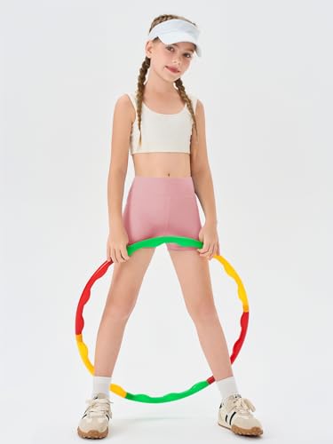 Image of Haloumoning Girls Athletic Shorts Kids High Waisted Yoga Dance Biker Shorts Comfy Gymnastics Shorts 5-14Y