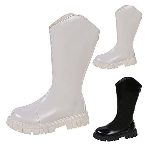 Fashion Autumn and Winter Children Boots Girls Mid Boots Thick Soled Waterproof Platform Non Slip Solid Shoes for Babies (Black, 8-9 Years Little Child)3