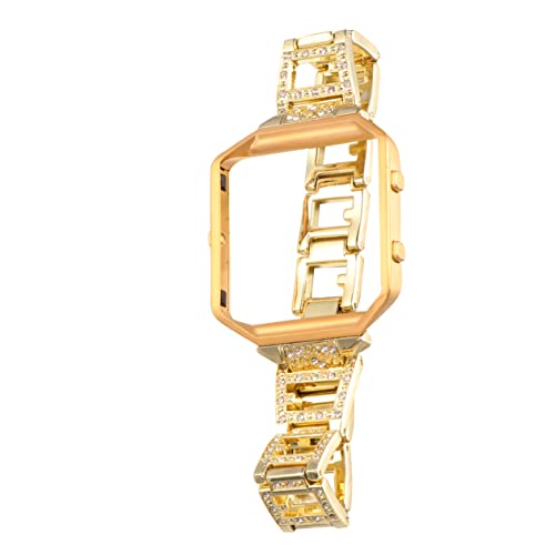 KICHOUSE Correa de Reloj con Incrustaciones de Diamantes de Aleación Dorada Compatible con Fitbit Blaze Accesorio Resistente y Cómodo para Reemplazo Elegante