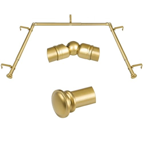 TONIAL 3/4 Inch Bay Window Curtain Rods, 36 to 72 Inch Center Rod for window 24 to 68 Inch, 20 to...