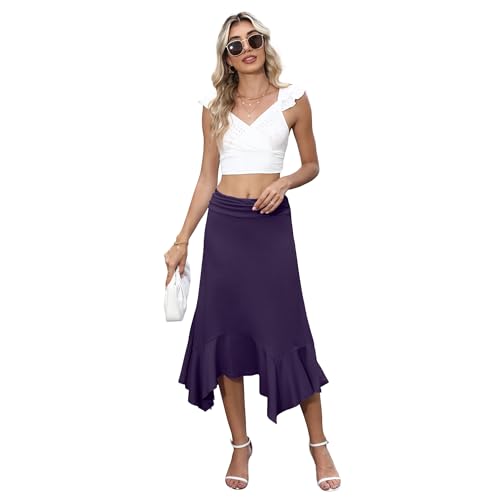 Womens Summer Maxi Skirts Flowy Trendy High Waisted Long Boho Beach Skirt with Pockets2