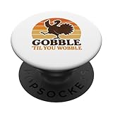 Retro Dancing Turkey Gobble Til You Wobble Thanksgiving PopSockets Adhesive PopGrip