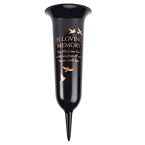 Black Graveside Memorial Spiked Flower Vase - In Loving Memory