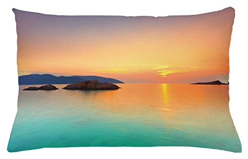 Lunarable Beach Throw Pillow Cover 26"x16" Sunrise Sea Sky