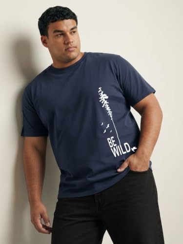 Image of Toodlegram - 100% Pure Cotton Plus Size T Shirt for Men- Regular Fit - Half Sleeve Roundneck Stylish Tshirt - Graphic Printed Be Wild (Size - 2XL to 10XL)