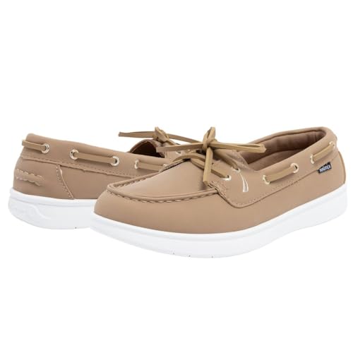 Image of Nautica Women's Casual Boat Shoes, Moc-Toe Loafers with Cushioned Insole, Deck Fashion Sneaker