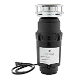 GE Disposall Continuous Feed 1/2 HP Motor Garbage Disposer, Good for Grinding: Cooked Meat, Beans, & Seeds, Universal 3 Bolt Install & Power Cord Included, Recommended for 2-4 Person Homes, GFC565W