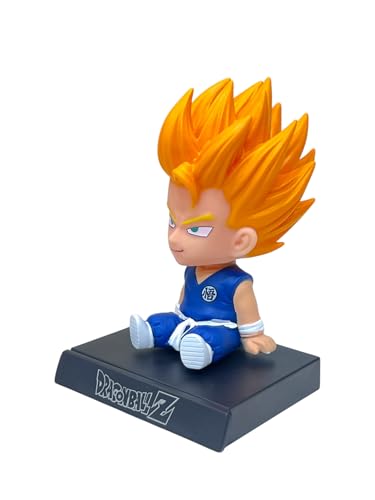 Image of AUGEN Super Hero Goku Blue DBZ Action Figure Limited Edition Bobblehead with Mobile Holder for Car Dashboard, Office Desk & Study Table (Pack of 1)