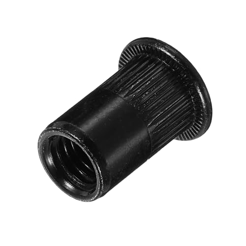 QUARKZMAN M8 Nietmuttern aus Kohlenstoffstahl mit gerändeltem Flachkopf Gewindeeinsatzmutter Schwarz 60 Stück