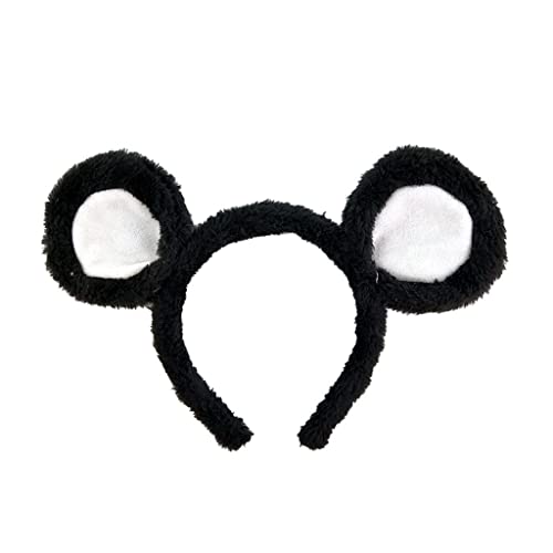 FOKH Weiche Bärenohren Stirnbänder Plüsch Maus Ohren Haarreifen zum Waschen Gesicht Cartoon Tier Haarbänder Halloween Kostüm