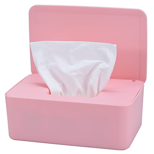 Image of Diaper Wipes Dispenser, Baby Wipes Case, Baby Wipe Holder Keeps Diaper Wipes Fresh, Wipe Container with Non-Slip Feet (Pink)